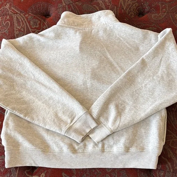 Women's Heather Light Gray Quarter-Zip Pullover Sweatshirt - Picture 4 of 4